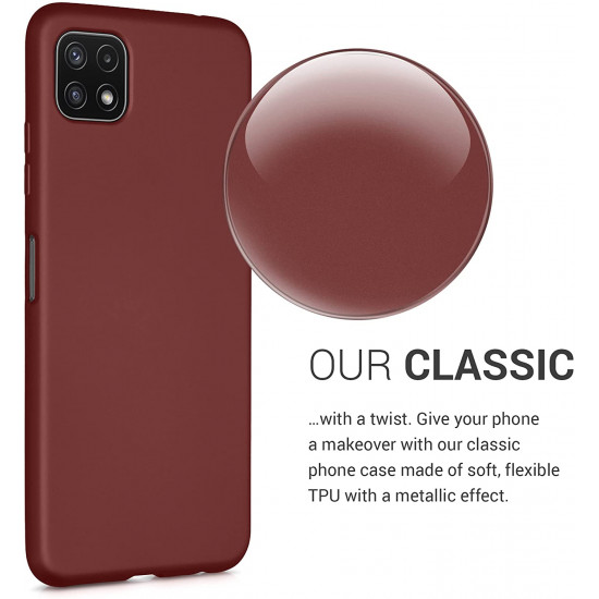 KW Samsung Galaxy A22 5G Θήκη Σιλικόνης TPU - Metallic Ruby Red - 55247.178