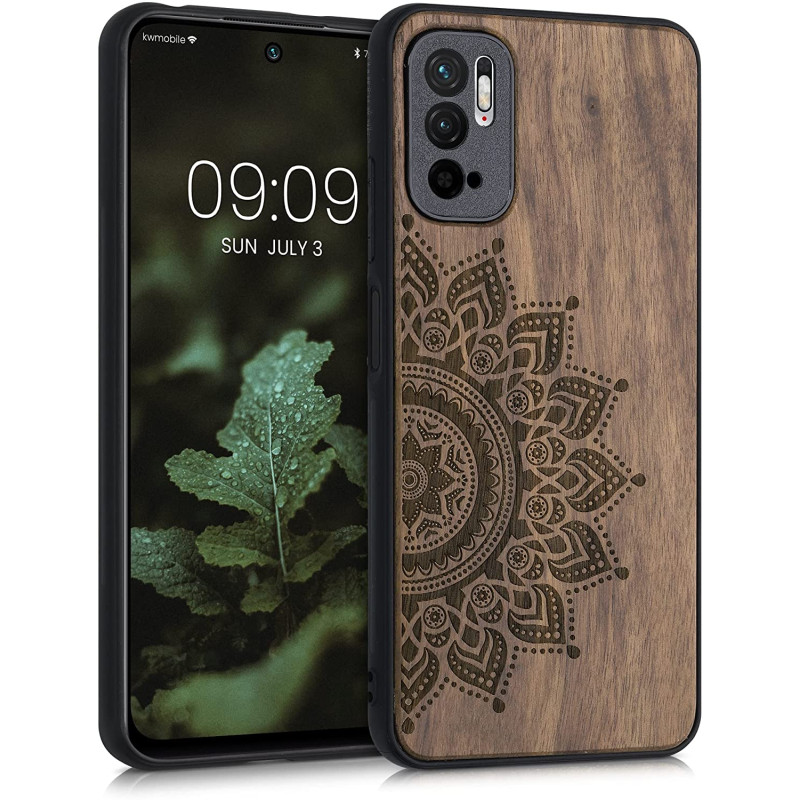 KW Xiaomi Redmi Note 10 5G Θήκη από Φυσικό Ξύλο - Design Rising Sun - Dark Brown - 56792.01