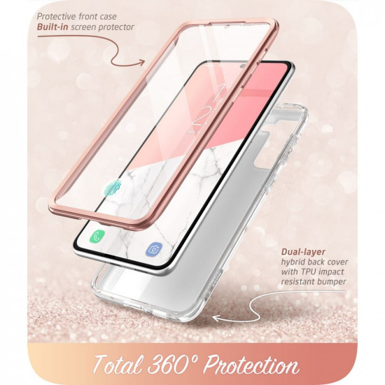 i-Blason Samsung Galaxy S21 FE Cosmo Σκληρή Θήκη με Πλαίσιο Σιλικόνης και Προστασία Οθόνης - Marble