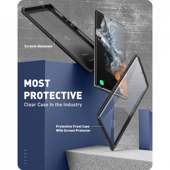 Supcase Samsung Galaxy S22 Ultra Clayco Xenon Θήκη Σιλικόνης με Προστασία Οθόνης - Black