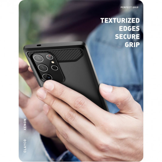 Supcase Samsung Galaxy S22 Ultra Clayco Xenon Θήκη Σιλικόνης με Προστασία Οθόνης - Black