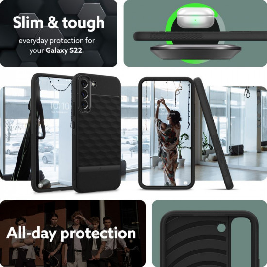 Caseology Samsung Galaxy S22 Parallax Θήκη Σιλικόνης με Σκληρό Πλαίσιο - Matte Black