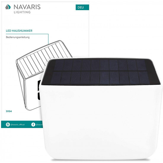 Navaris Solar House Number Sign Ηλιακό LED Φωτιστικό Εξωτερικού Χώρου Σπιτιού - White - 51104.01