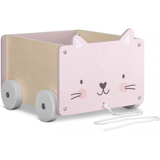 Navaris Toy Box Storage for Toys with Wheels - Παιδικό Κουτί Αποθήκευσης Παιχνιδιών με Ρόδες - Light Pink - 51163.04