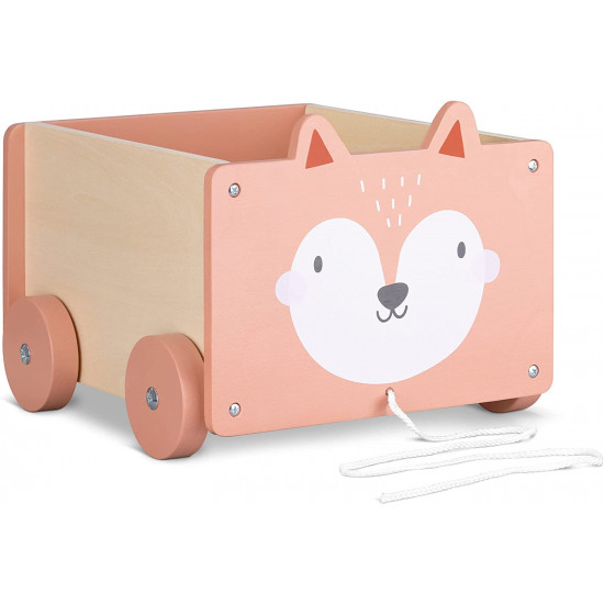 Navaris Toy Box Storage for Toys with Wheels - Παιδικό Κουτί Αποθήκευσης Παιχνιδιών με Ρόδες - Brown - 51163.05