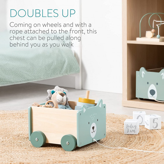 Navaris Toy Box Storage for Toys with Wheels - Παιδικό Κουτί Αποθήκευσης Παιχνιδιών με Ρόδες - Turquoise - 51163.06