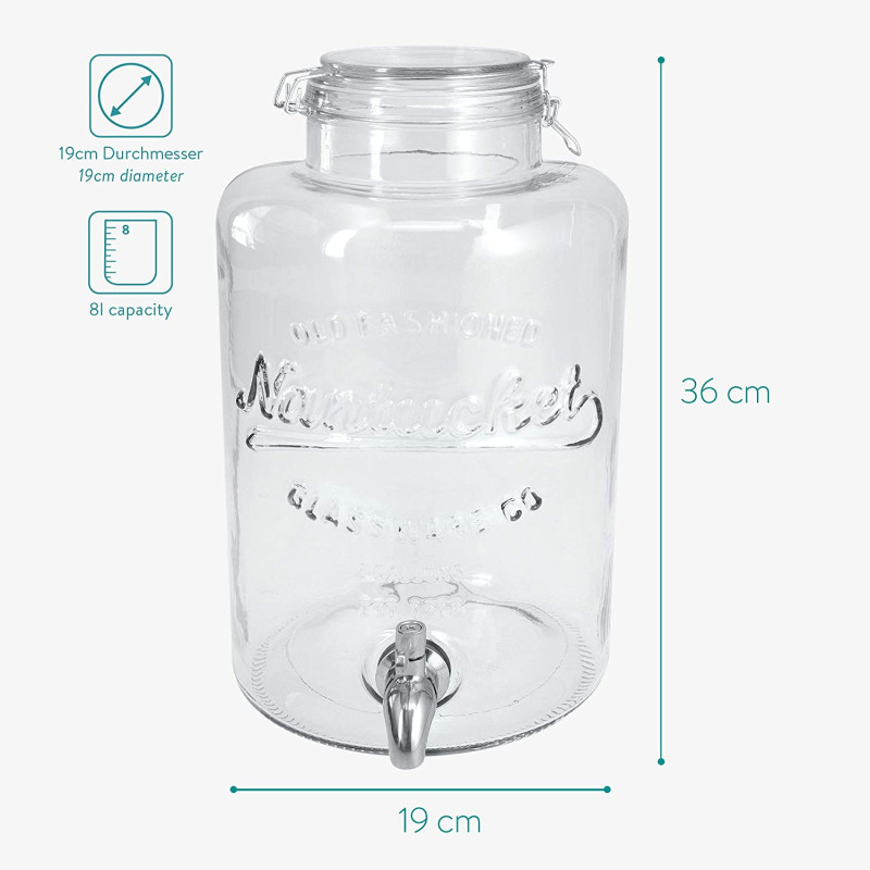 Navaris Drinks Dispenser Γυάλινος Διανεμητής Ποτού - 8L - Διάφανο - 51379.01 Navaris Drinks Dispenser Γυάλινος Διανεμητής Ποτού - 8L - Διάφανο - 51379.01