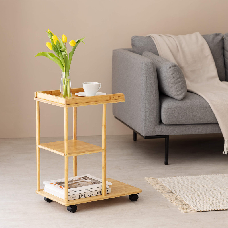 Navaris Τραπεζάκι από Μπαμπού με Ρόδες - 50 x 31.5 x 61 cm - Light Brown - 56616.01.24 Navaris Τραπεζάκι από Μπαμπού με Ρόδες - 50 x 31.5 x 61 cm - Light Brown - 56616.01.24