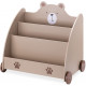 Navaris Παιδικό Κουτί Αποθήκευσης με 3 Διαμερίσματα και Ρόδες - Design Bear - Brown - 55858.02