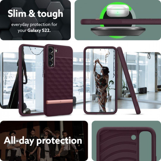 Caseology Samsung Galaxy S22 Parallax Θήκη Σιλικόνης με Σκληρό Πλαίσιο - Burgundy