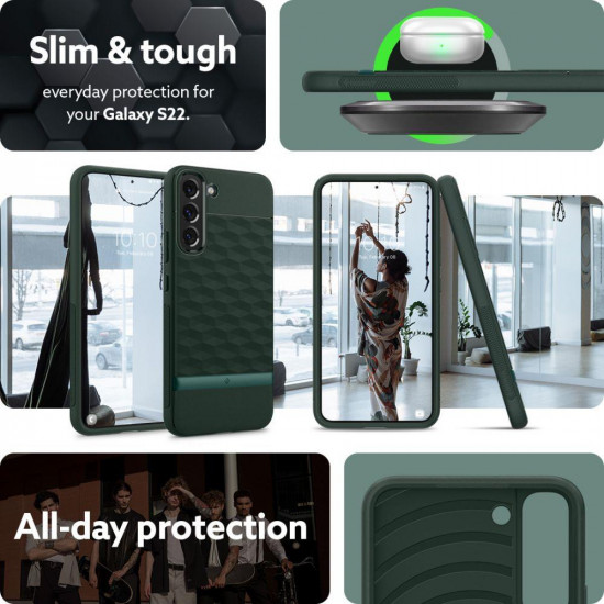 Caseology Samsung Galaxy S22 Parallax Θήκη Σιλικόνης με Σκληρό Πλαίσιο - Midnight Green