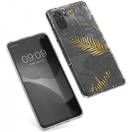 KW Xiaomi Redmi Note 10 / Note 10s / Poco M5s Θήκη Σιλικόνης TPU Design Jungle - Διάφανη / Gold / Grey - 54549.04