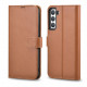 iCarer Samsung Galaxy S22 Haitang Leather Θήκη Πορτοφόλι Stand από Γνήσιο Δέρμα - Brown 