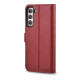 iCarer Samsung Galaxy S22 Haitang Leather Θήκη Πορτοφόλι Stand από Γνήσιο Δέρμα - Red