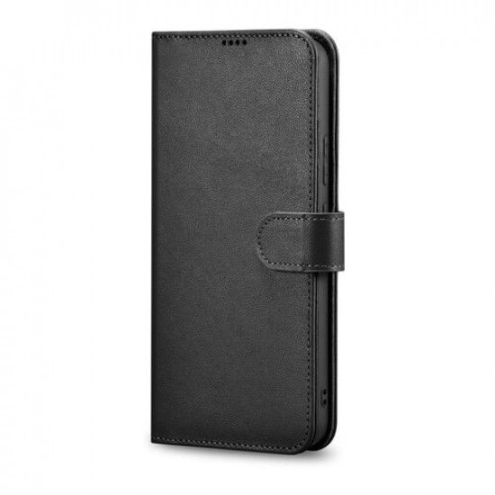 iCarer Samsung Galaxy S22 Plus Haitang Leather Θήκη Πορτοφόλι Stand από Γνήσιο Δέρμα - Black