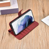 iCarer Samsung Galaxy S22 Plus Haitang Leather Θήκη Πορτοφόλι Stand από Γνήσιο Δέρμα - Red