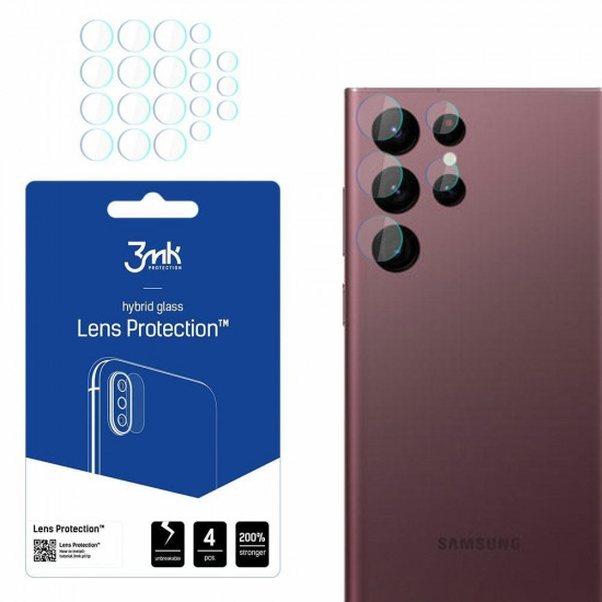 3MK Samsung Galaxy S22 Ultra Αντιχαρακτικό Γυαλί για την Κάμερα - 4 Τεμάχια - Διάφανο