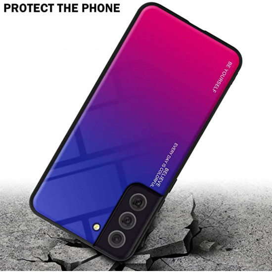 Cadorabo Samsung Galaxy S22 Plus Θήκη με Πλαίσιο Σιλικόνης και Όψη Γυαλιού Tempered Glass - Purple / Red
