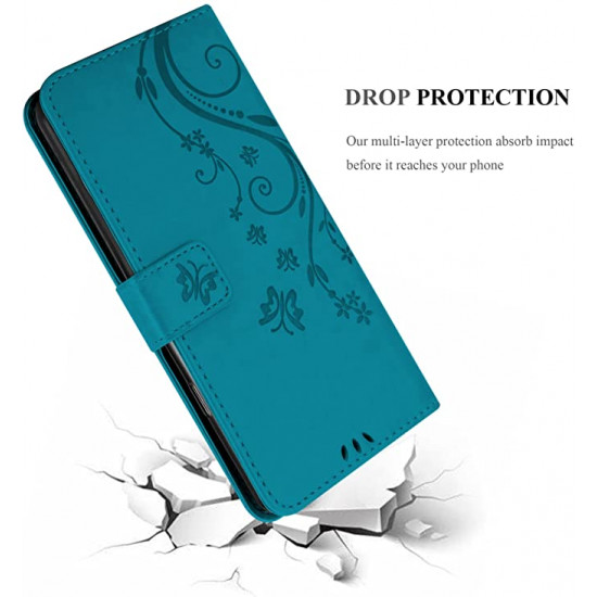 Cadorabo iPhone 13 Pro Θήκη Πορτοφόλι Stand από Δερματίνη - Floral - Blue