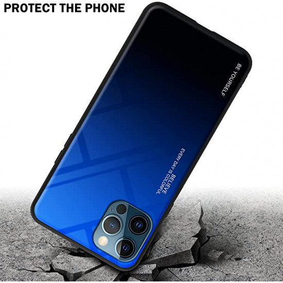 Cadorabo iPhone 13 Pro Θήκη με Πλαίσιο Σιλικόνης και Όψη Γυαλιού Tempered Glass - Blue / Black