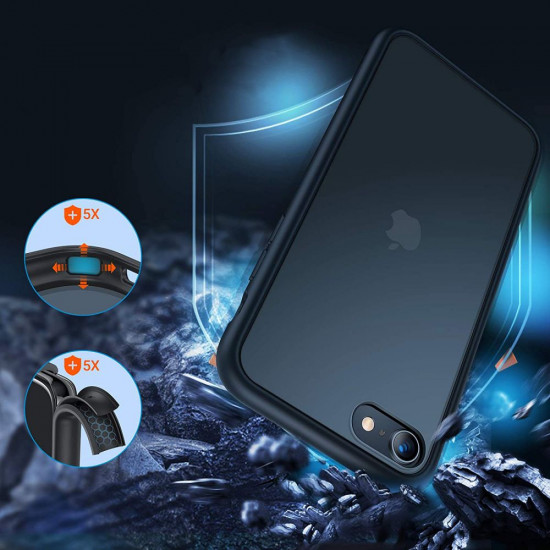 Tech-Protect iPhone SE 2022 / SE 2020 / 7 / 8 MattFit Σκληρή Θήκη με Πλαίσιο Σιλικόνης - Ημιδιάφανη / Black