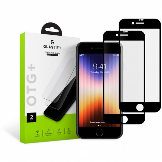 Glastify iPhone SE 2022 / SE 2020 / 7 / 8 OTG+ 0.28mm 2.5D 9H Tempered Glass Αντιχαρακτικό Γυαλί Οθόνης - 2 Τεμάχια - Clear
