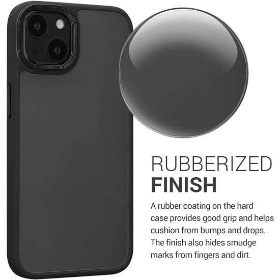 KW iPhone 13 Rubberized Matte Σκληρή Θήκη με Πλαίσιο Σιλικόνης - Διάφανη / Black Matte - 57459.01