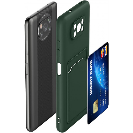 KW Xiaomi Poco X3 NFC / X3 Pro Θήκη Σιλικόνης TPU με Υποδοχή για Κάρτα - Dark Green - 56050.80