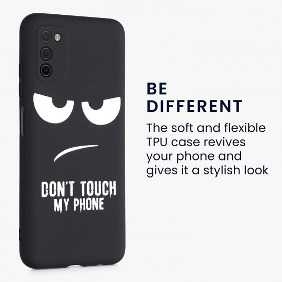 KW Samsung Galaxy A03s Θήκη Σιλικόνης Design Don't Touch My Phone - Black / White - 56519.01