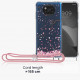 KW Xiaomi Poco X3 NFC / X3 Pro Θήκη Σιλικόνης TPU με Λουράκι Design Cherry Blossom Petals - Pink / Dark Brown / Διάφανη - 56526.04