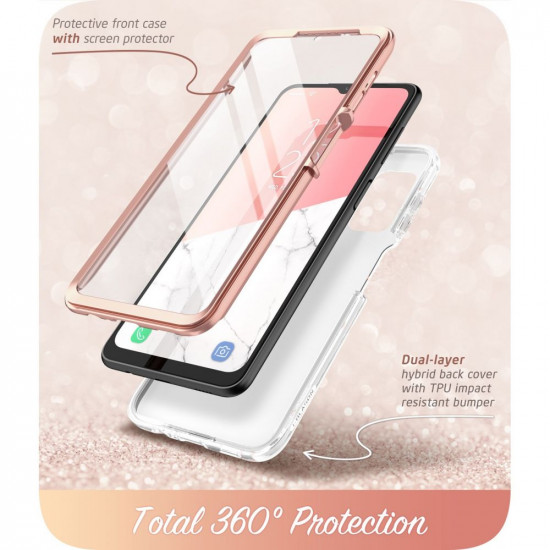 i-Blason Samsung Galaxy A13 4G Cosmo Σκληρή Θήκη με Πλαίσιο Σιλικόνης και Προστασία Οθόνης - Marble