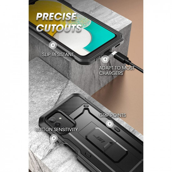 Supcase Samsung Galaxy A13 4G Unicorn Beetle Pro Σκληρή Θήκη με Προστασία Οθόνης και Stand - Black