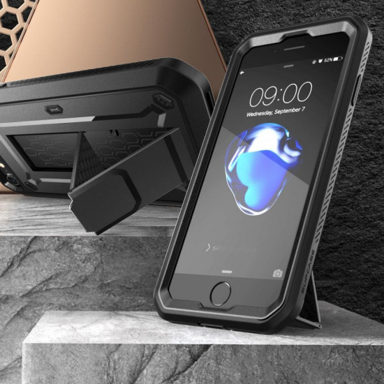 Supcase iPhone SE 2022 / SE 2020 / 7 / 8 Unicorn Beetle Pro Σκληρή Θήκη με Προστασία Οθόνης και Stand - Black