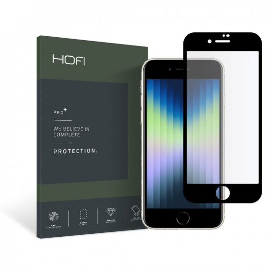 Hofi iPhone SE 2022 / SE 2020 / 7 / 8 Full Pro Glass + 0.3mm 2.5D 9H Full Screen Tempered Glass Αντιχαρακτικό Γυαλί Οθόνης - Black