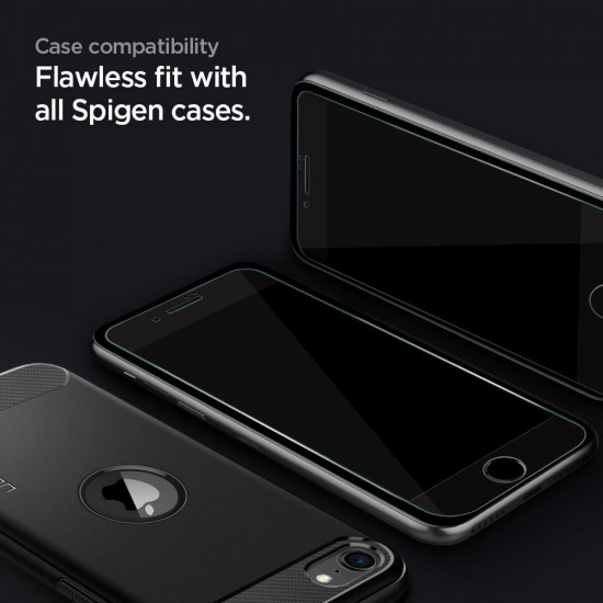 Spigen iPhone SE 2022 / SE 2020 / 7 / 8 GLAS.tR Slim 2.5D Case Friendly Full Screen Tempered Glass Αντιχαρακτικό Γυαλί Οθόνης 9H - 2 Τεμάχια - Black