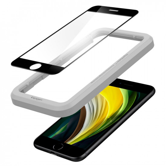 Spigen iPhone SE 2022 / SE 2020 / 7 / 8 GLAS.tR AlignMaster 2.5D Full Screen Case Friendly Tempered Glass Αντιχαρακτικό Γυαλί Οθόνης 9H - Black
