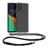 KW Samsung Galaxy A03s Θήκη Σιλικόνης TPU με Λουράκι - Διάφανη / Black - 57726.03