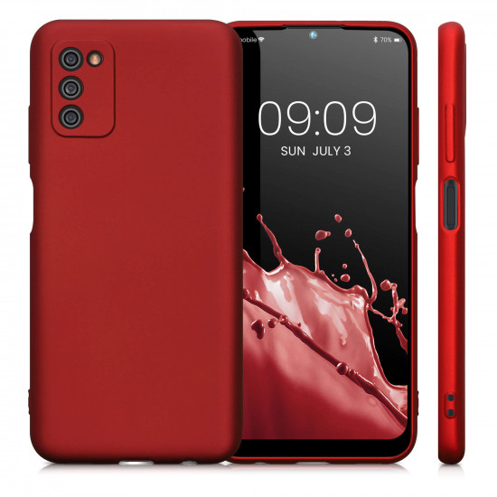 KW Samsung Galaxy A03s Θήκη Σιλικόνης TPU - Metallic Dark Red - 56518.36