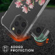 KW iPhone 13 Pro Θήκη Σιλικόνης TPU με Λουράκι Design Magnolias - Διάφανη / Light Pink / White - 55965.03