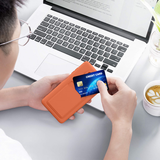 KW Xiaomi Poco X3 NFC / X3 Pro Θήκη Σιλικόνης TPU με Υποδοχή για Κάρτα - Orange - 56050.29