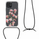 KW iPhone 13 Pro Max Θήκη Σιλικόνης TPU με Λουράκι Design Magnolias - Διάφανη / Black / Light Pink - 55978.03