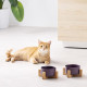 Navaris Cat Bowls with Wood Stands - Σετ με 2 Μπολ Φαγητού και Νερού με Βάση από Μπαμπού για Κατοικίδια - 550ml - Matte Purple / Brown - 48350.1.38
