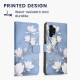 KW Samsung Galaxy A13 4G Θήκη Πορτοφόλι Stand - Design Magnolias - Taupe / White / Blue Grey - 58006.01