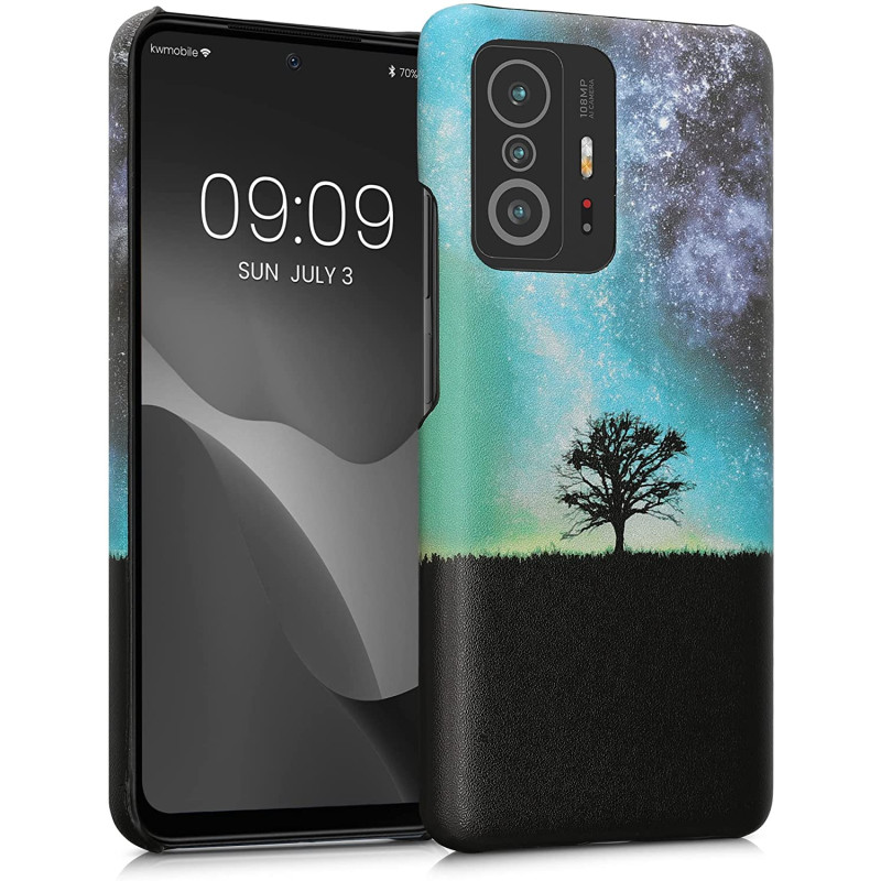 KW Xiaomi 11T / 11T Pro Σκληρή Θήκη με Επένδυση Συνθετικού Δέρματος - Design Galaxy Tree Meadow - Blue / Grey / Black - 57840.02