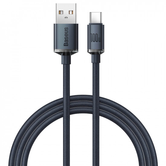 Baseus Crystal Shine Cable USB to Type C 100W - Καλώδιο Δεδομένων και Γρήγορης Φόρτισης 1.2M - Black - CAJY000401