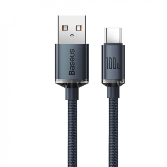 Baseus Crystal Shine Cable USB to Type C 100W - Καλώδιο Δεδομένων και Γρήγορης Φόρτισης 1.2M - Black - CAJY000401