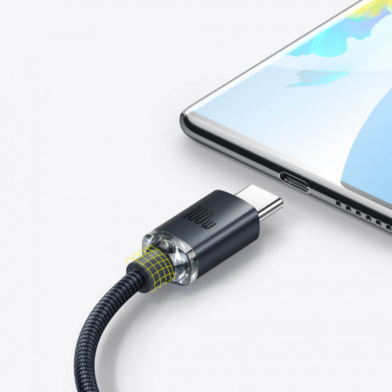 Baseus Crystal Shine Cable USB to Type C 100W - Καλώδιο Δεδομένων και Γρήγορης Φόρτισης 2M - Black - CAJY000501
