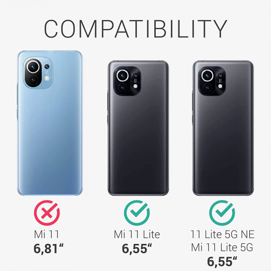 KW Xiaomi 11 Lite 5G NE / Mi 11 Lite 5G Σκληρή Θήκη με Επένδυση Συνθετικού Δέρματος - Design Cosmic Nature - Blue / Grey / Black - 57839.01