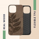 KW iPhone 13 Pro Max Θήκη από Φυσικό Ξύλο Design Leaves and Berries - Dark Brown - 55980.09