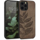 KW iPhone 13 Pro Max Θήκη από Φυσικό Ξύλο Design Leaves and Berries - Dark Brown - 55980.09